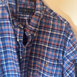 Ralph Lauren Blue and Red Casual Button Down Shirt